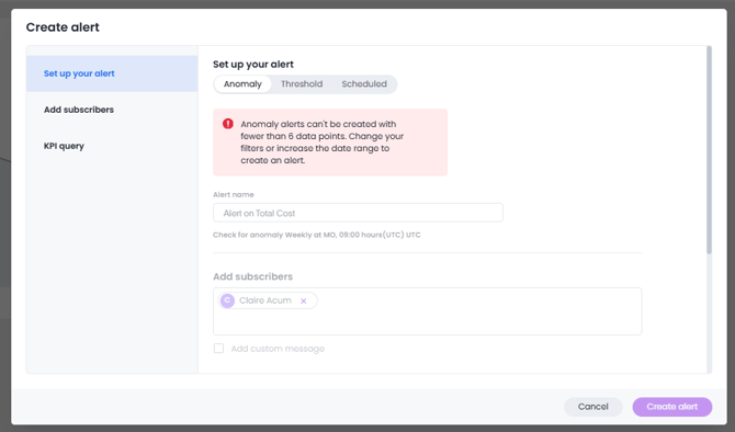 Alerts Anomaly Warning